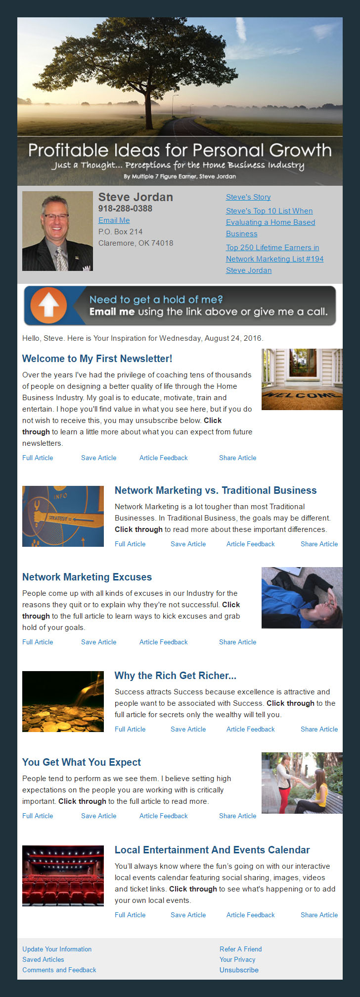 Home-based Business Edition Email Newsletter Sample