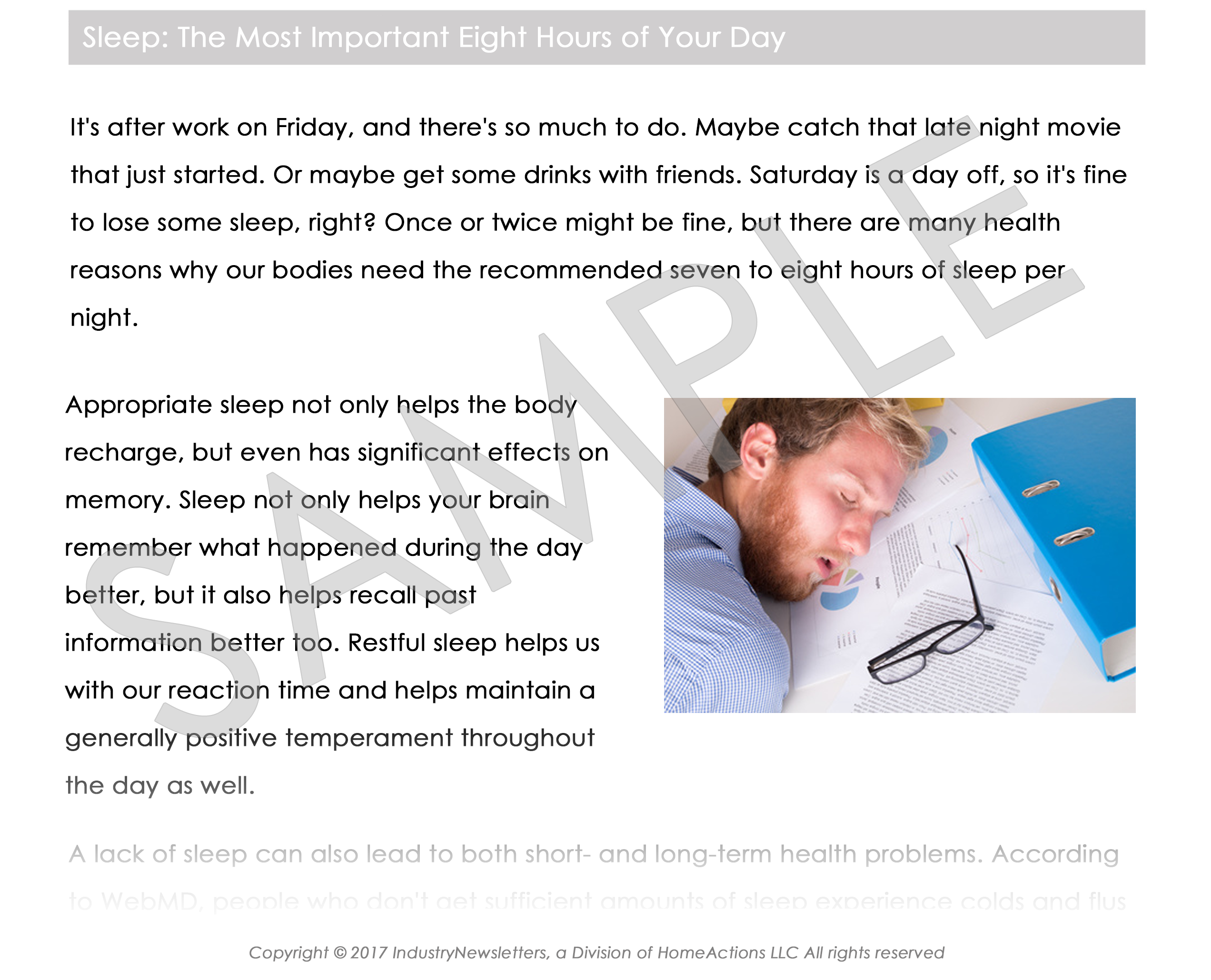Health & Wellness Sleep Article Preview For Your Email Newsletter