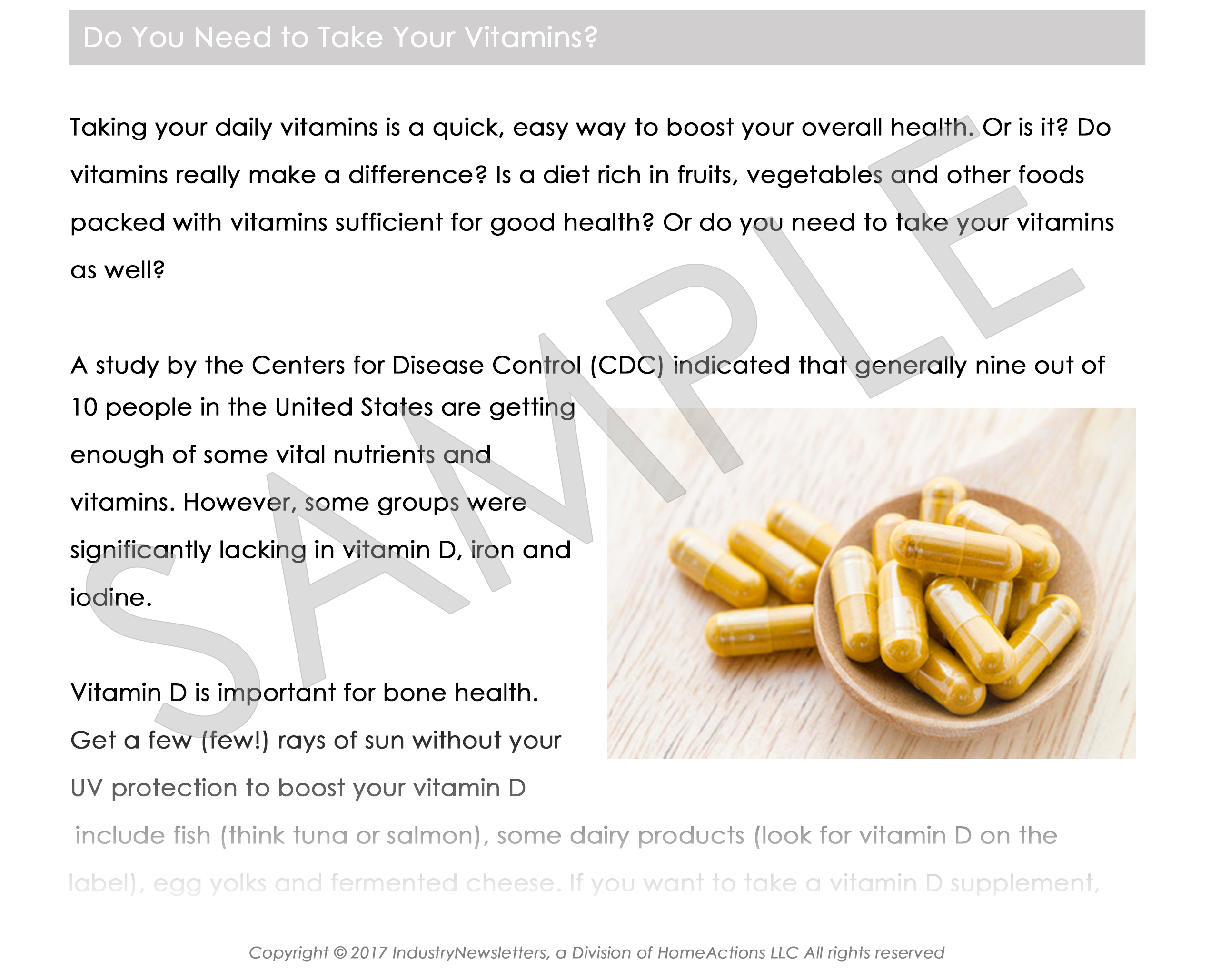 Health & Wellness Vitamins Article Preview For Your Email Newsletter