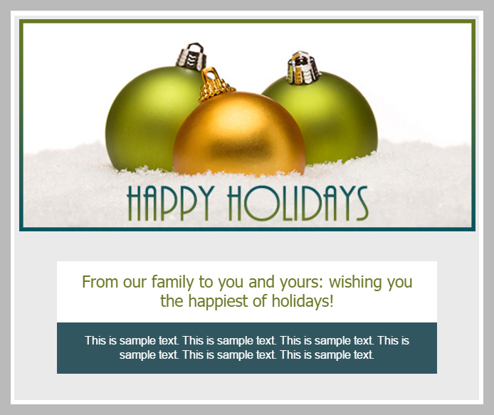 OnTarget Happy Holidays Email Blast Template Example