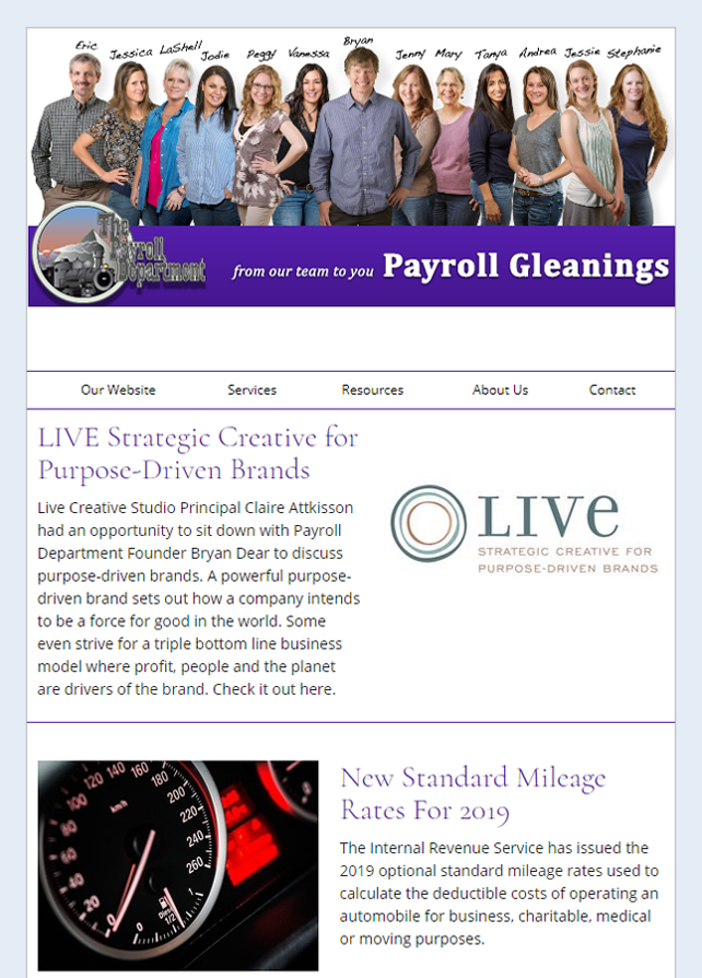 Payroll Newsletter Example From Our Clients At The Payroll Department