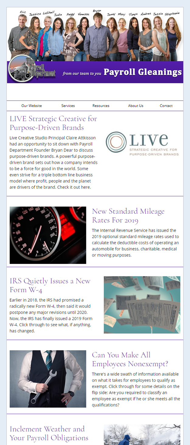 View A Sample Payroll Email Newsletter