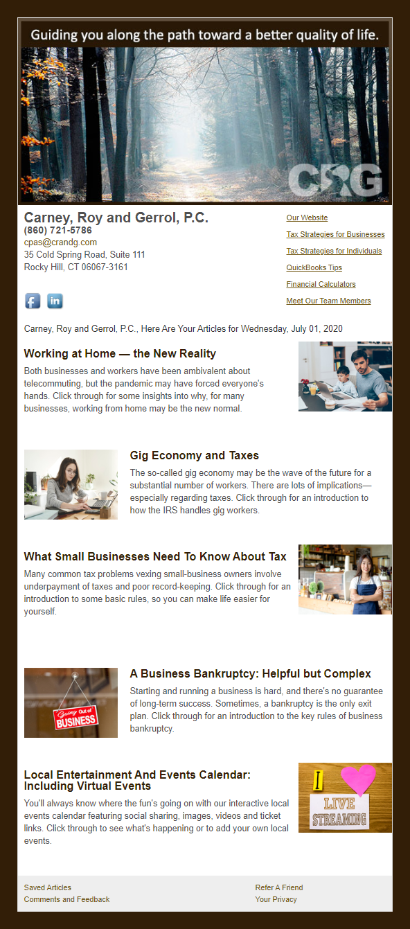  Carney, Roy, and Gerrol, P.C. - IndustryNewsletters Sample Email Newsletter